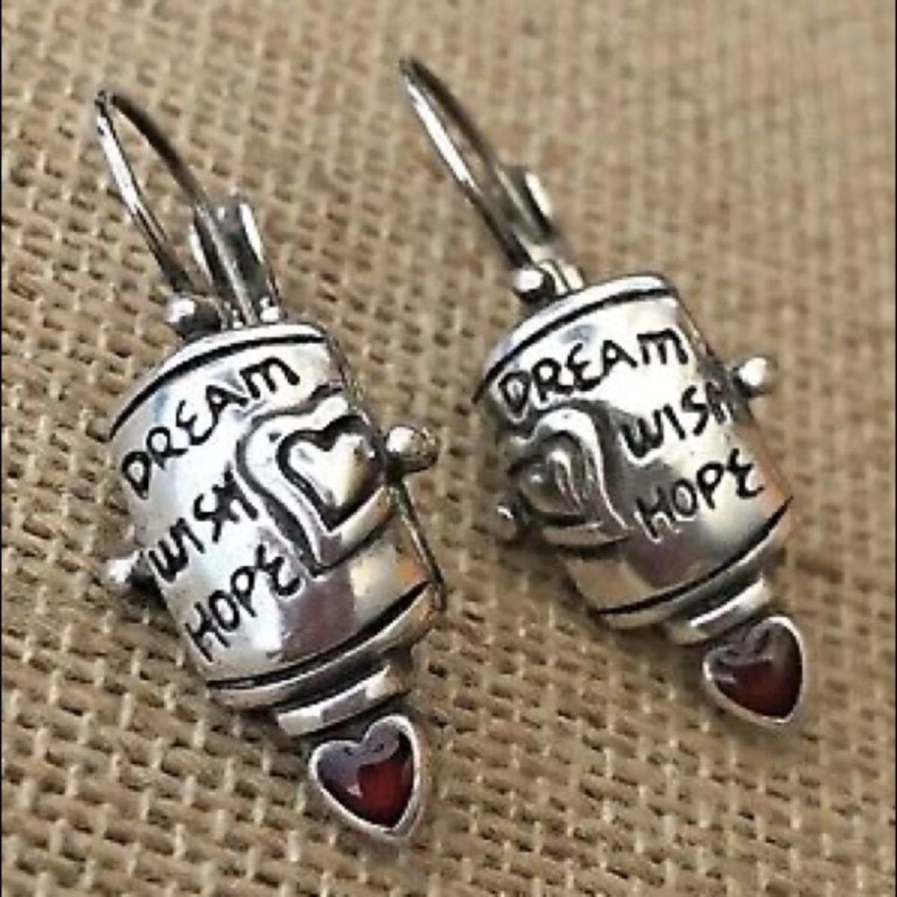 Brighton silver and red heartbeat dream wish hope lever back earrings